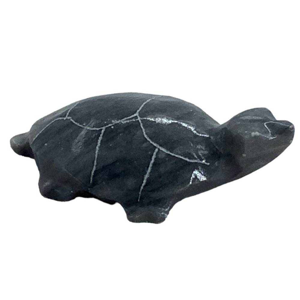 Turtle Hand Painted Carved Grey Onyx Stone Miniature Made in Mexico 2‎ Inch
